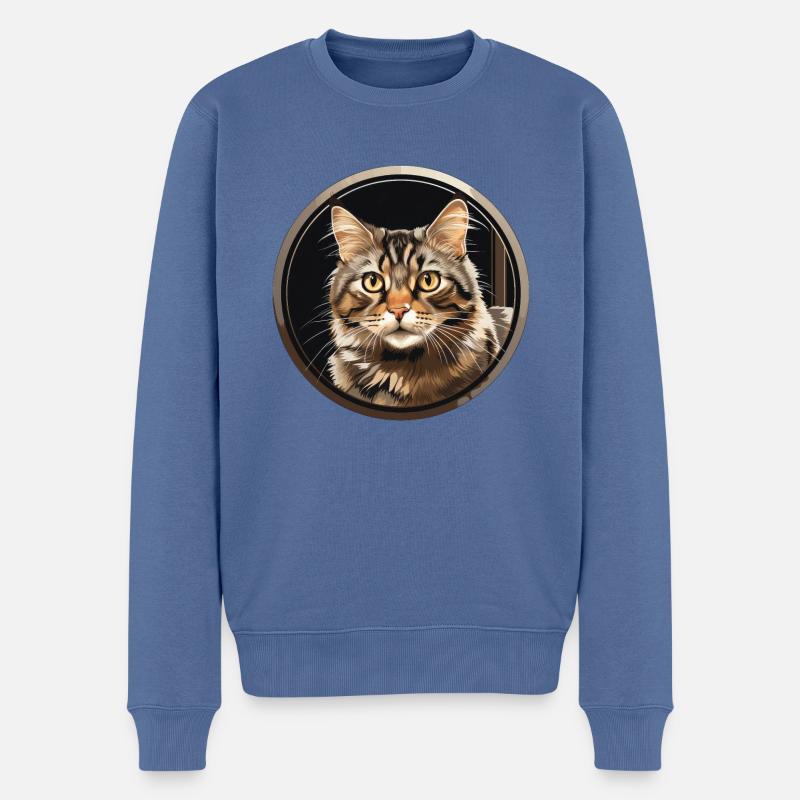 American Bobtail Katze - Männer Premium Bio Pullover - Taubenblau