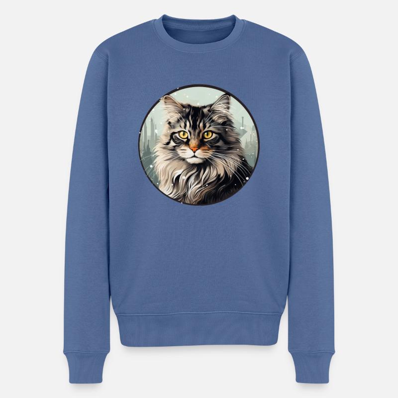 Norwegische Waldkatze - Männer Premium Bio Pullover - Taubenblau