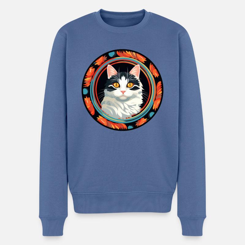 Japanese Bobtail Katze - Männer Premium Bio Pullover - Taubenblau