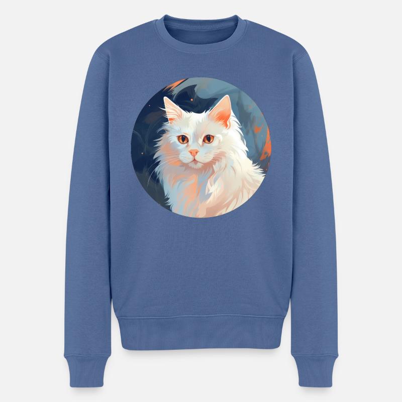 Türkisch Angora Katze - Männer Premium Bio Pullover - Taubenblau