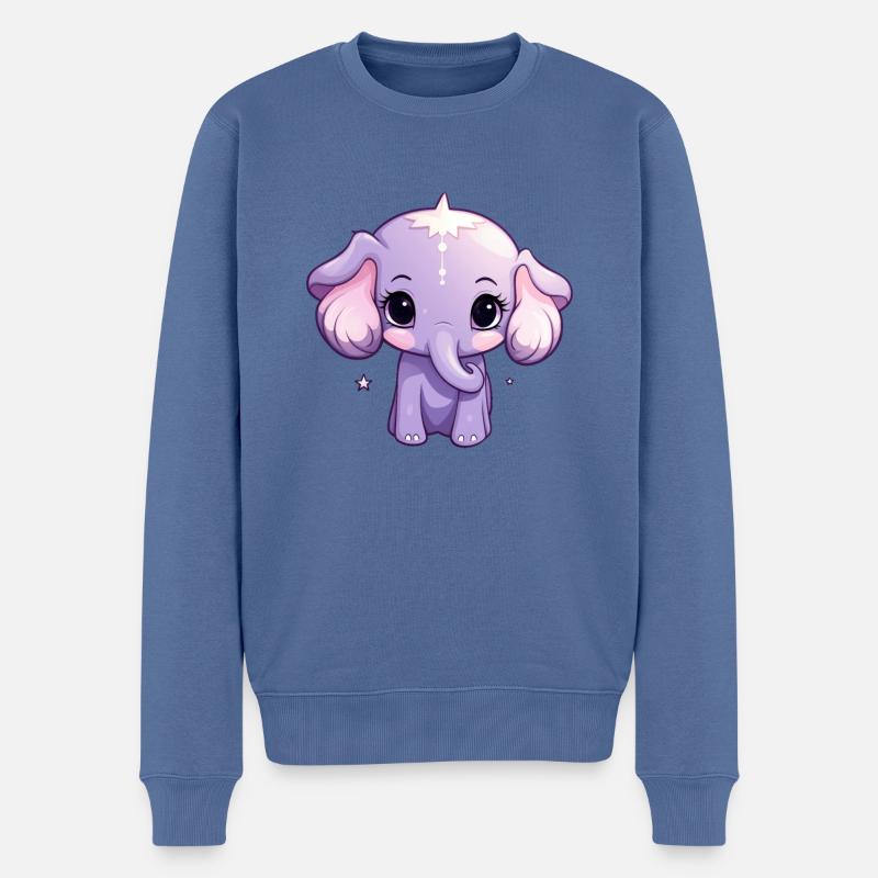Baby Elefant Kawaii - Männer Premium Bio Pullover - Taubenblau