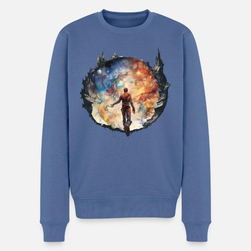 Sortir de la grotte - Pull Premium bio Homme - bleu pigeon