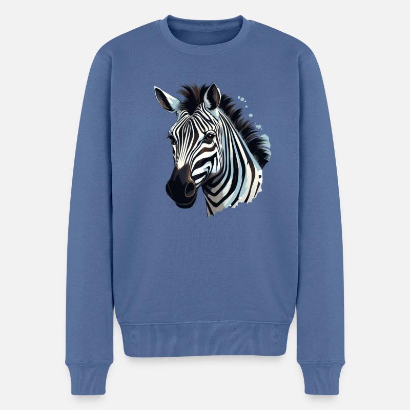 zebra kopf - Männer Premium Bio Pullover - Taubenblau