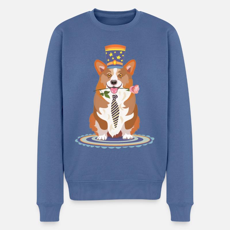 welsch gorgi avec rose - Pull Premium bio Homme - bleu pigeon
