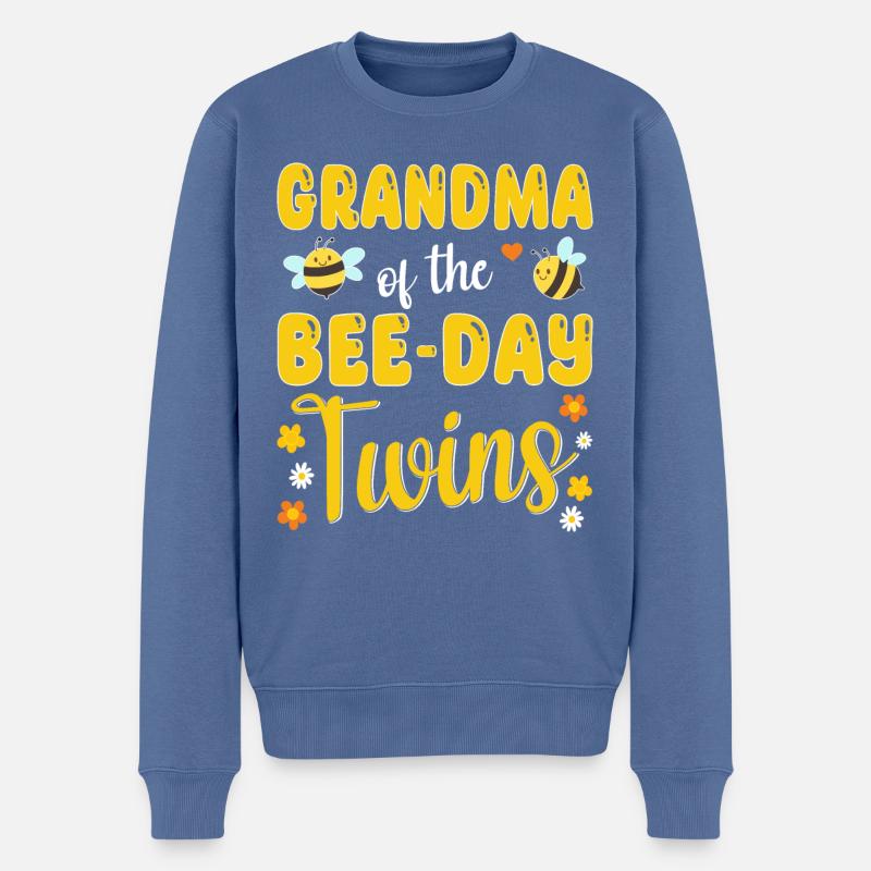 Oma der Bee Day Zwillinge - Männer Premium Bio Pullover - Taubenblau