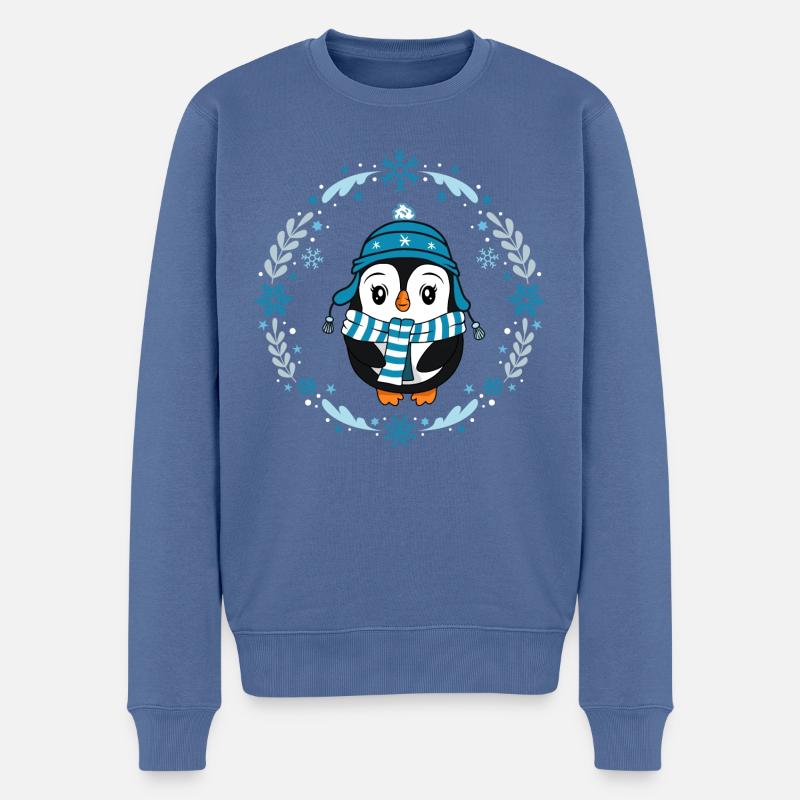 süßer Pinguin Winter Schneeflocken Tiere Mädchen - Männer Premium Bio Pullover - Taubenblau
