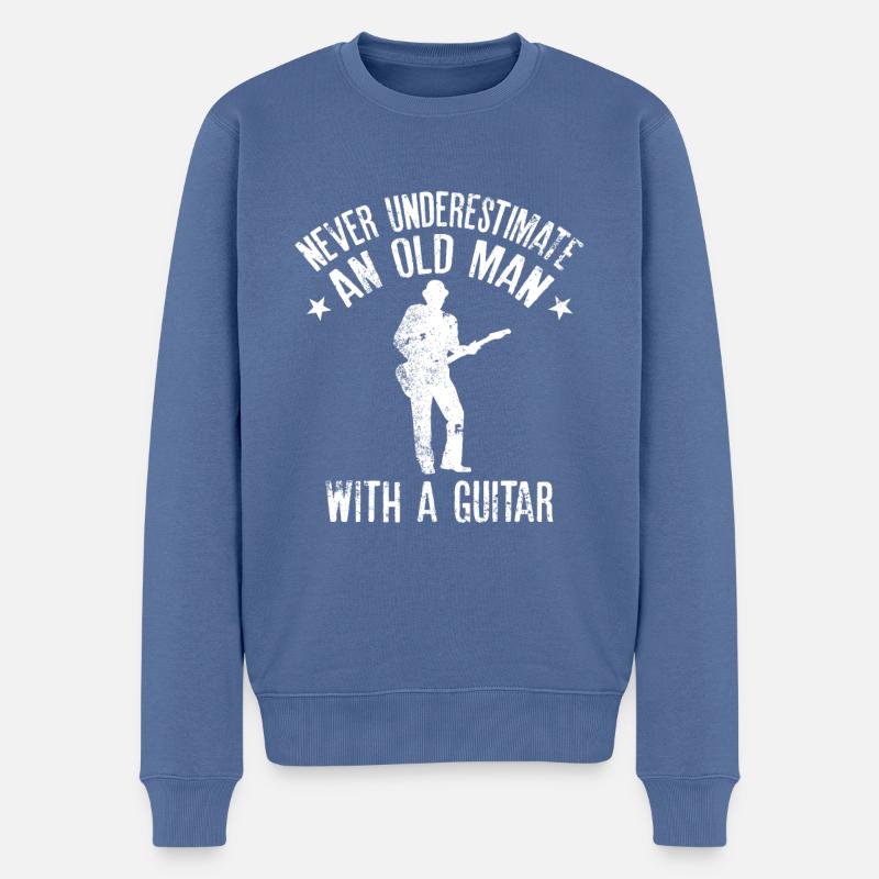 Unterschätze niemals einen alten Mann mit einer Gitarre - Männer Premium Bio Pullover - Taubenblau