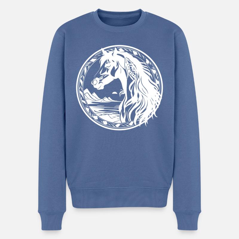 Cheval - Pull Premium bio Homme - bleu pigeon