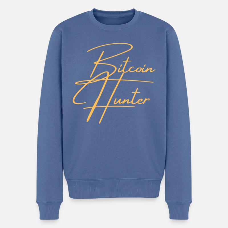Bitcoin Hunter - Männer Premium Bio Pullover - Taubenblau