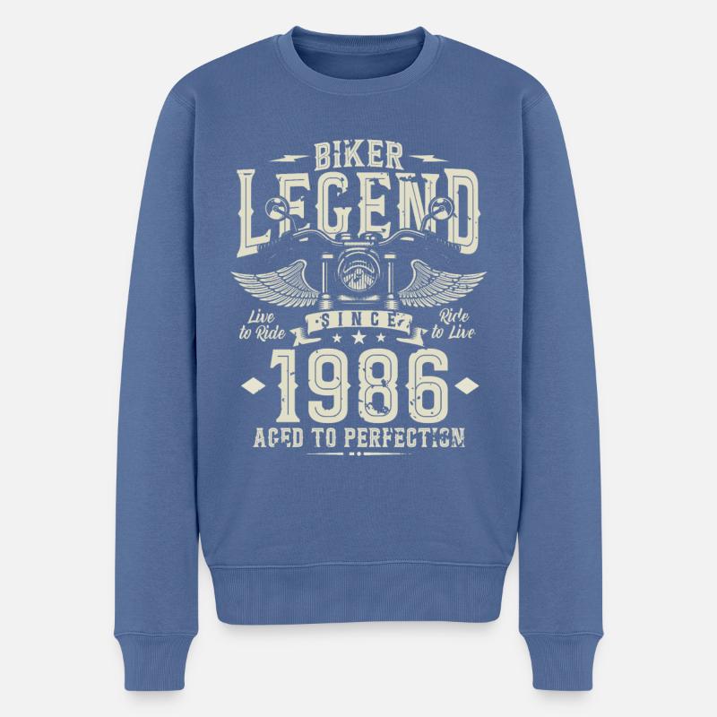 Légende du motard depuis 1986 - Pull Premium bio Homme - bleu pigeon