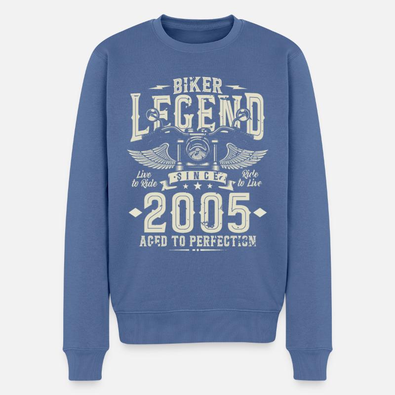 Légende du motard depuis 2005 - Pull Premium bio Homme - bleu pigeon