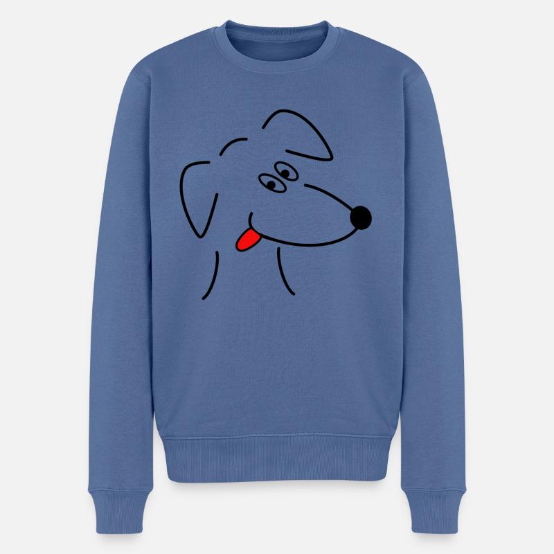 Lustiger Hundekopf - Männer Premium Bio Pullover - Taubenblau