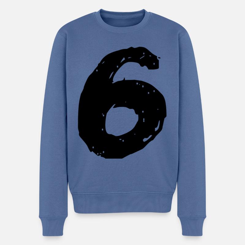 6 Zahl Trikot - Männer Premium Bio Pullover - Taubenblau