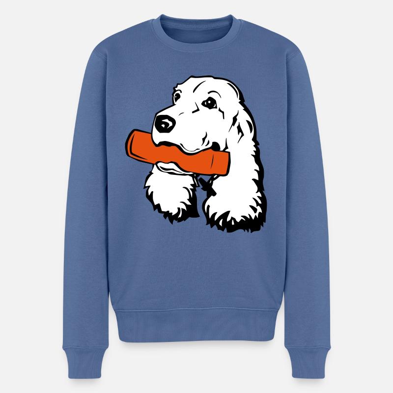Cocker Spaniel avec mannequin - Pull Premium bio Homme - bleu pigeon