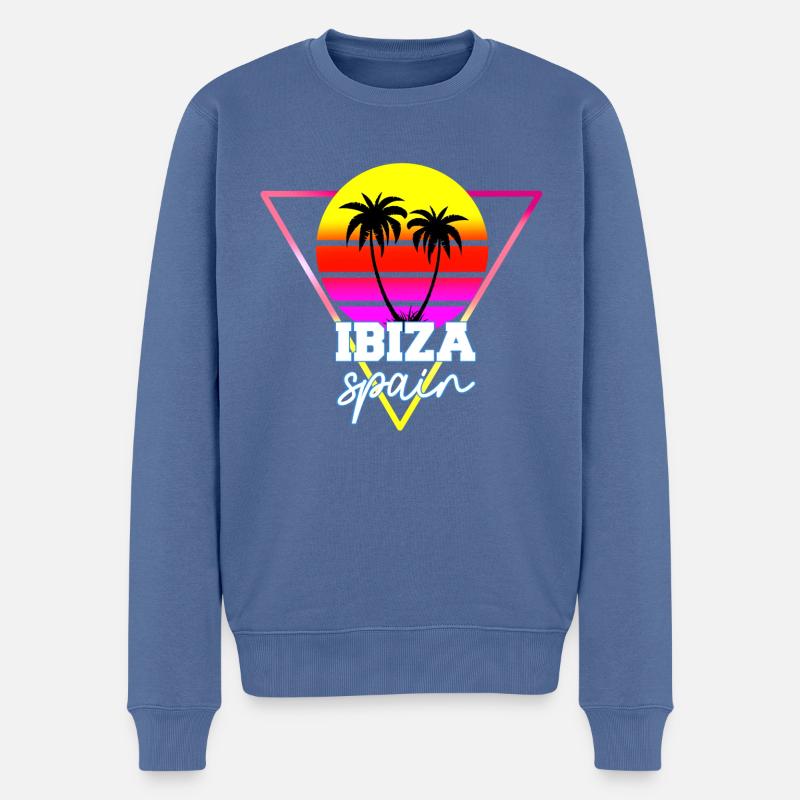Ibiza, Spanien - Männer Premium Bio Pullover - Taubenblau