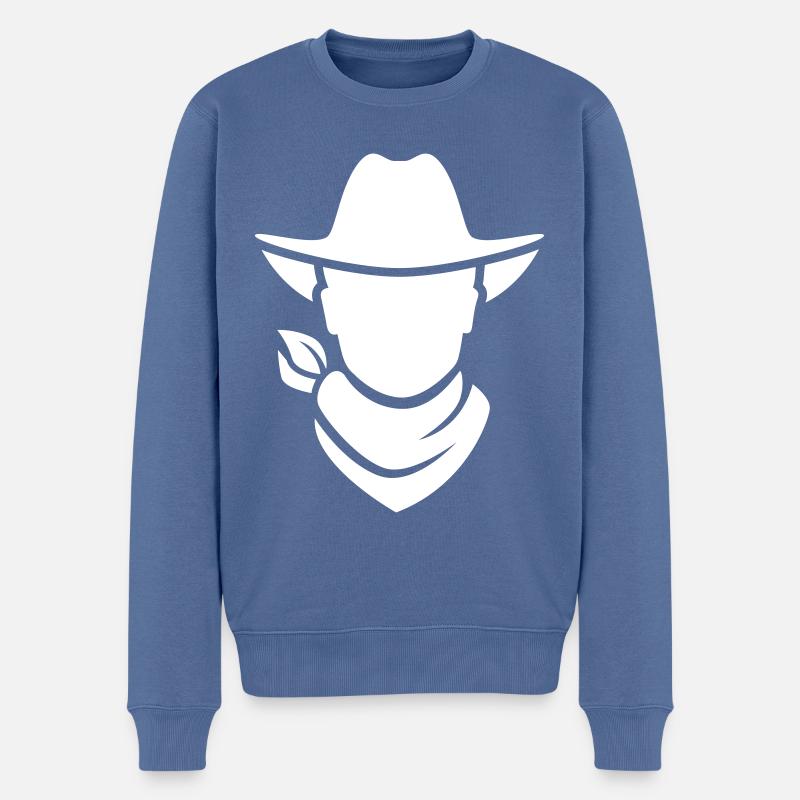 Tête de cow-boy western - Pull Premium bio Homme - bleu pigeon
