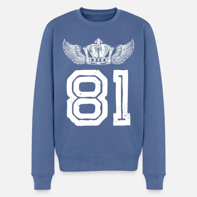 81 Couronne numérique - Pull Premium bio Homme - bleu pigeon