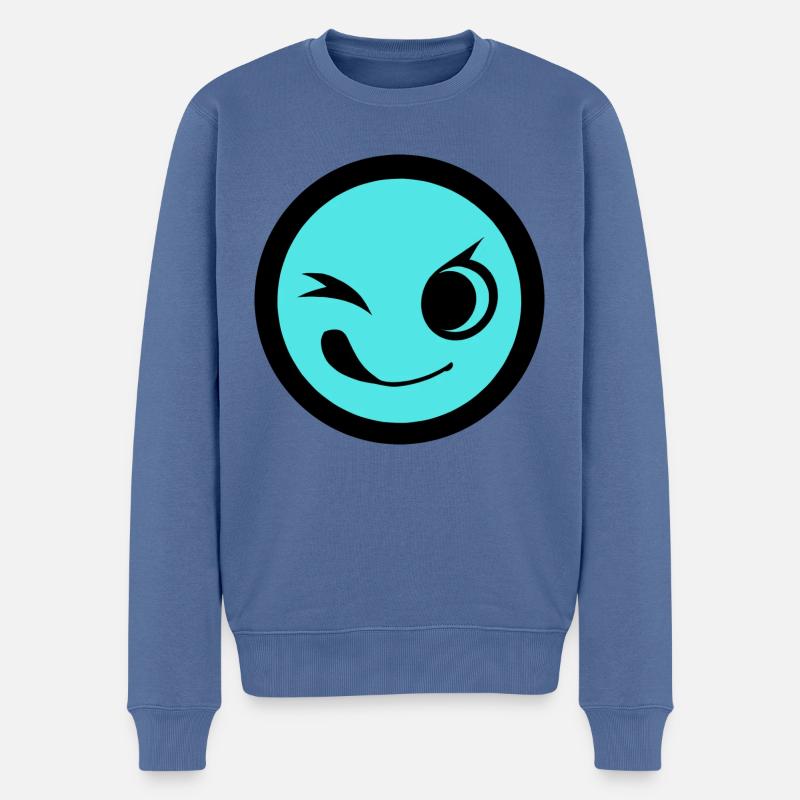 Emoticon - Männer Premium Bio Pullover - Taubenblau