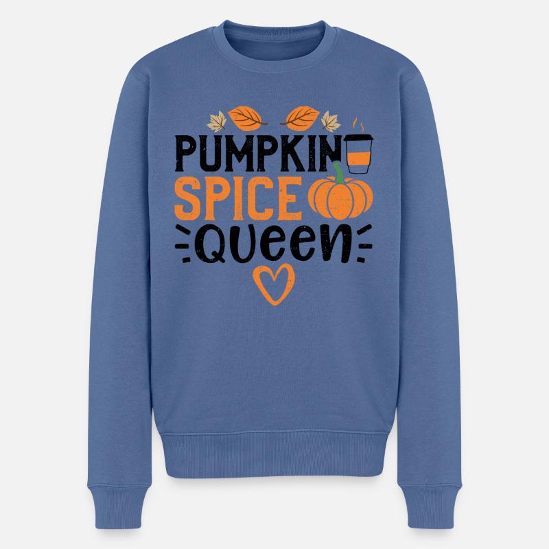 Pumpkin Spice Queen - citrouille - Pull Premium bio Homme - bleu pigeon
