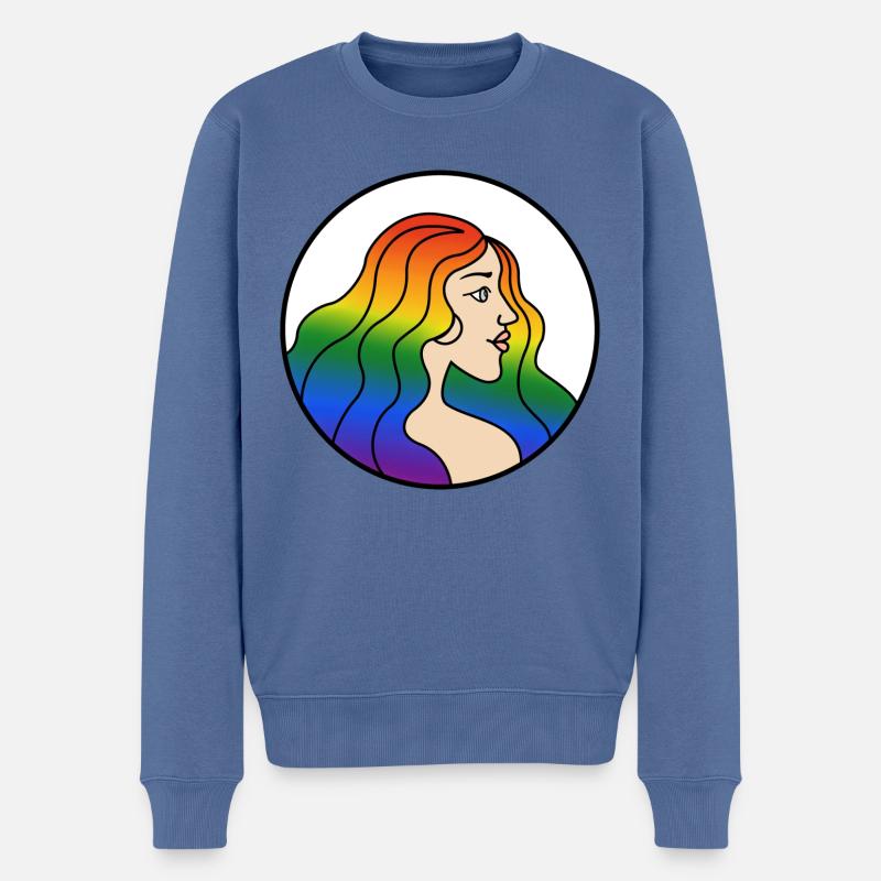 Sie - Männer Premium Bio Pullover - Taubenblau