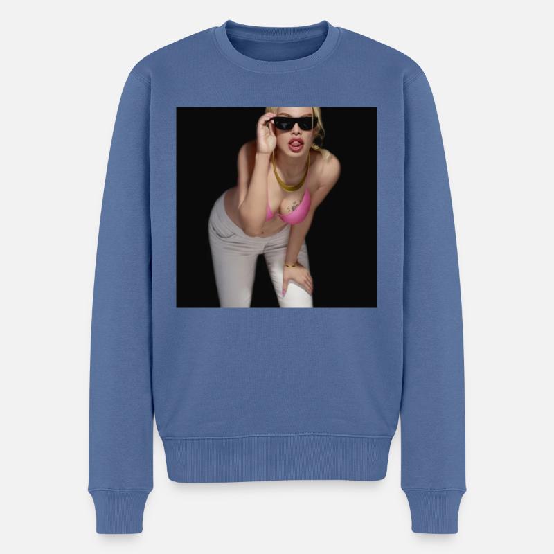 Dame - Männer Premium Bio Pullover - Taubenblau