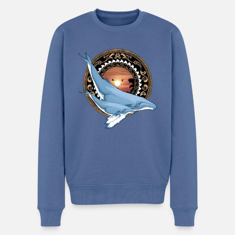 Baleine à bosse hawaïenne - Pull Premium bio Homme - bleu pigeon
