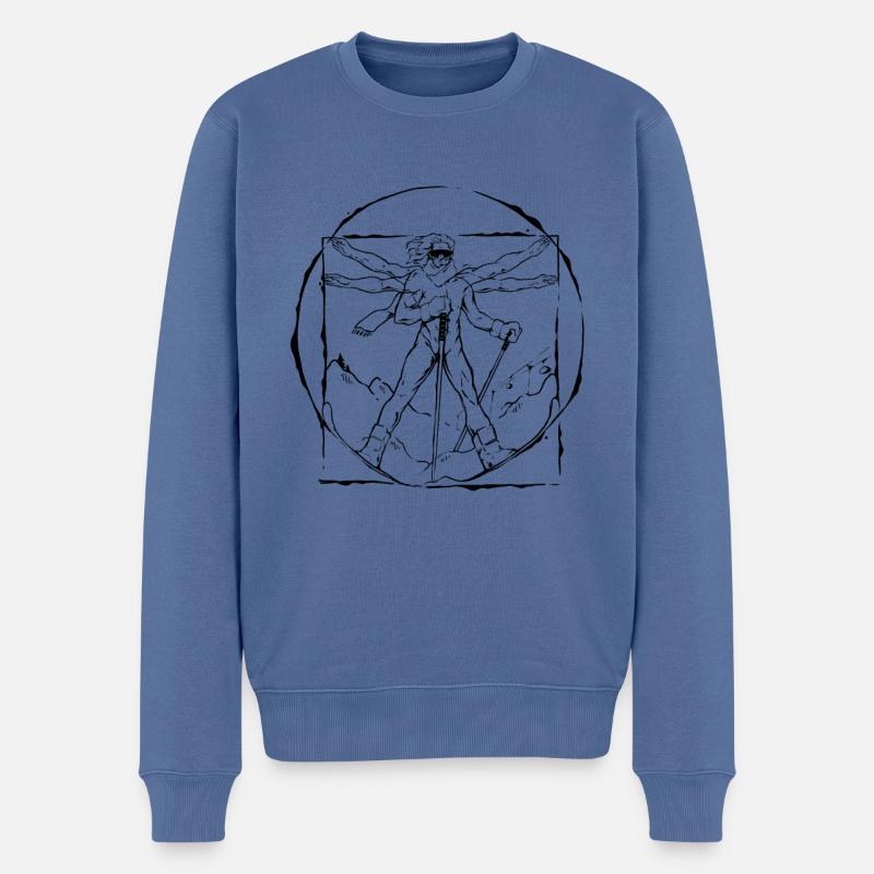 Cooles Ski Design Winter Schnee Berge Skifahren - Männer Premium Bio Pullover - Taubenblau