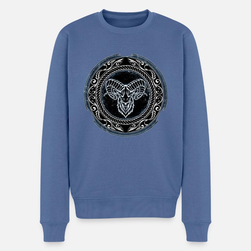 Wikinger Widder Aries - Männer Premium Bio Pullover - Taubenblau