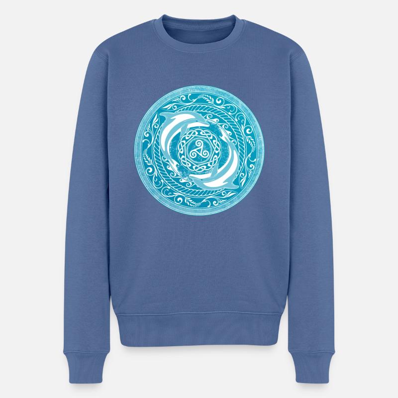 Keltische Delfine - Männer Premium Bio Pullover - Taubenblau
