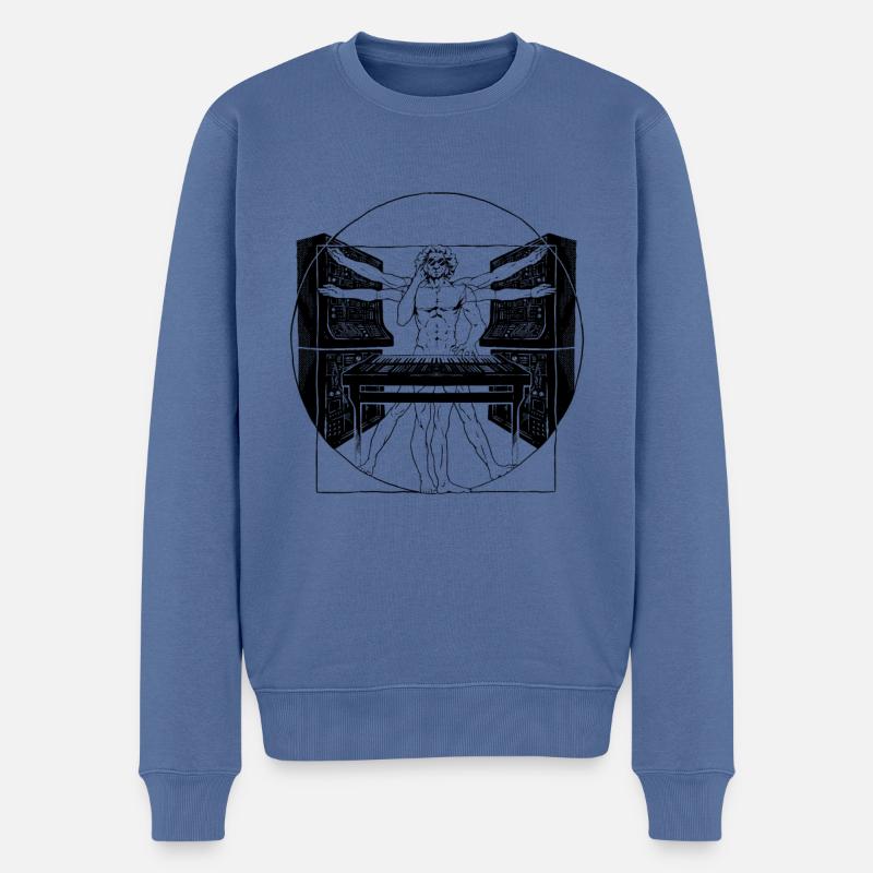 Synthétiseur Synth Techno Musique Cool - Pull Premium bio Homme - bleu pigeon