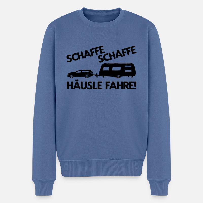 Campingplatz Wohnwagen Lustiges Camping - Männer Premium Bio Pullover - Taubenblau