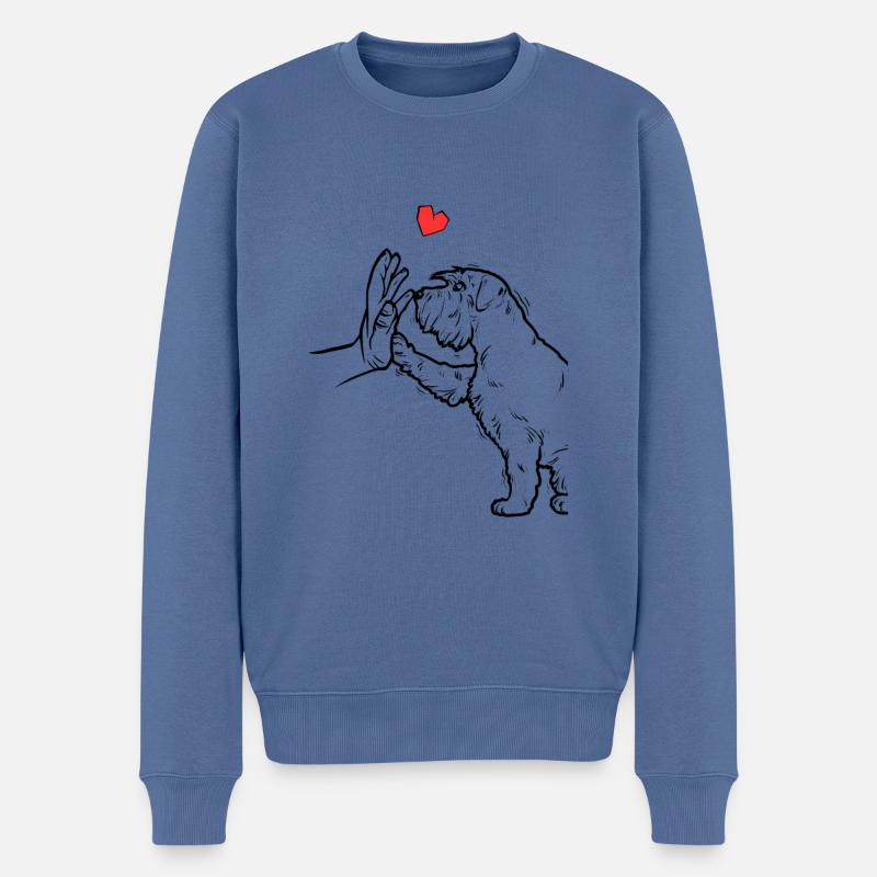 Schnauzer miniature mignon miniature - Pull Premium bio Homme - bleu pigeon