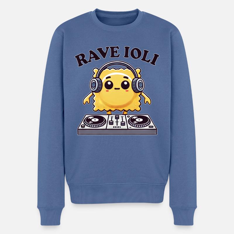 Ravioli Techno Musicien DJ Rave Dancing Disco - Pull Premium bio Homme - bleu pigeon