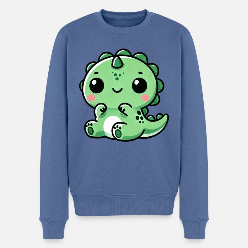 Mignon Dino T-Rex Chibi - Pull Premium bio Homme - bleu pigeon