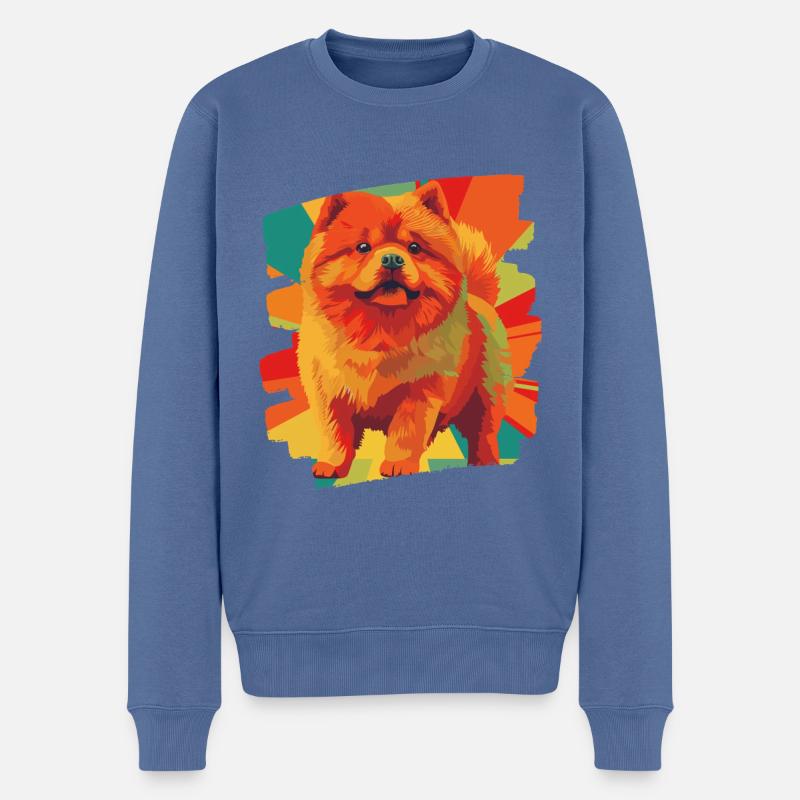 Chow Chow - Männer Premium Bio Pullover - Taubenblau
