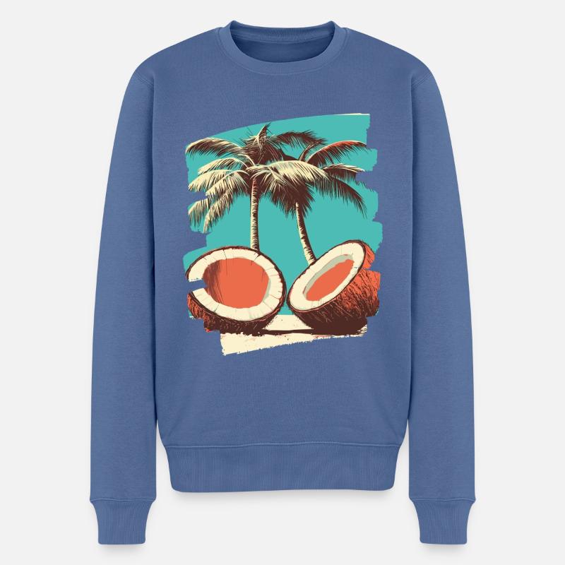 Kokosnuss Coconut - Männer Premium Bio Pullover - Taubenblau