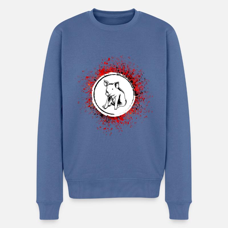 Schwein Tier - Männer Premium Bio Pullover - Taubenblau