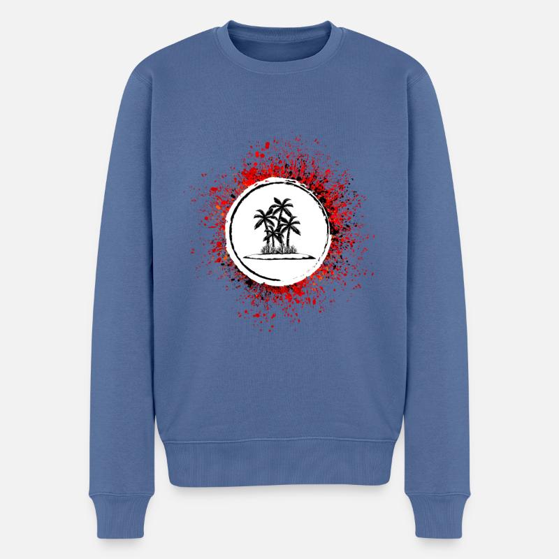 palme insel symbol - Männer Premium Bio Pullover - Taubenblau