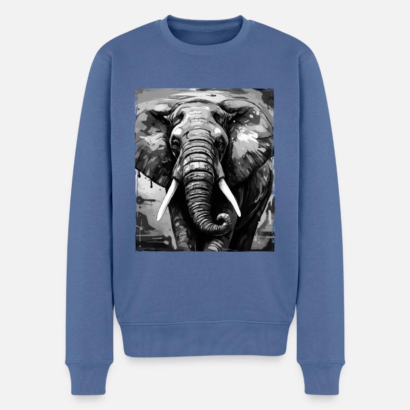 Portrait d’éléphant - Pull Premium bio Homme - bleu pigeon
