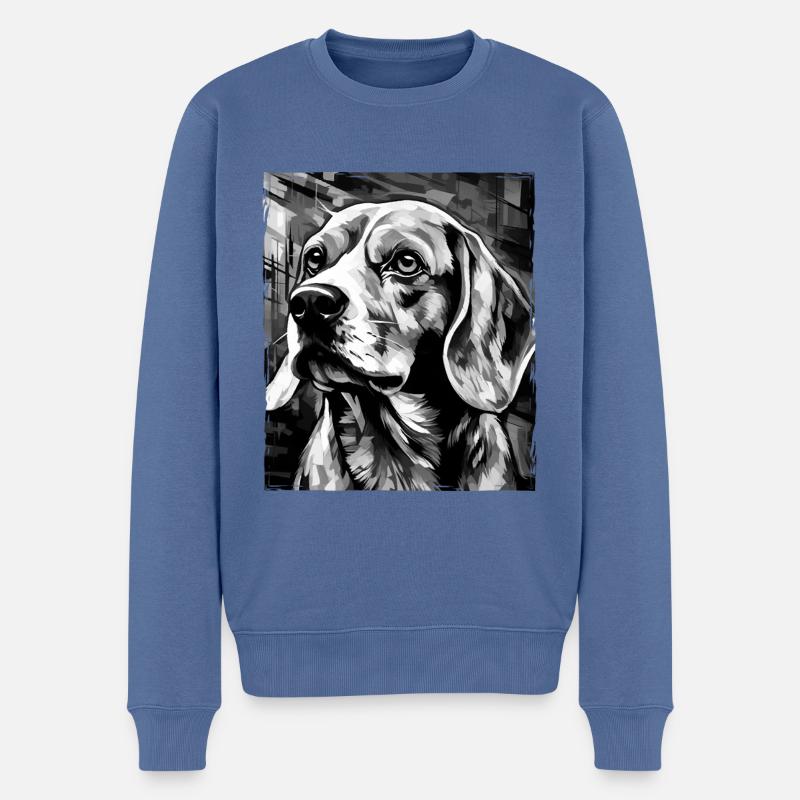 Beagle Hund Porträt - Männer Premium Bio Pullover - Taubenblau