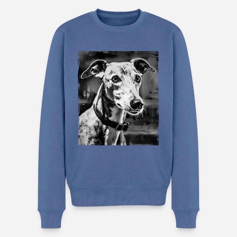 Greyhound Hund Porträt - Männer Premium Bio Pullover - Taubenblau
