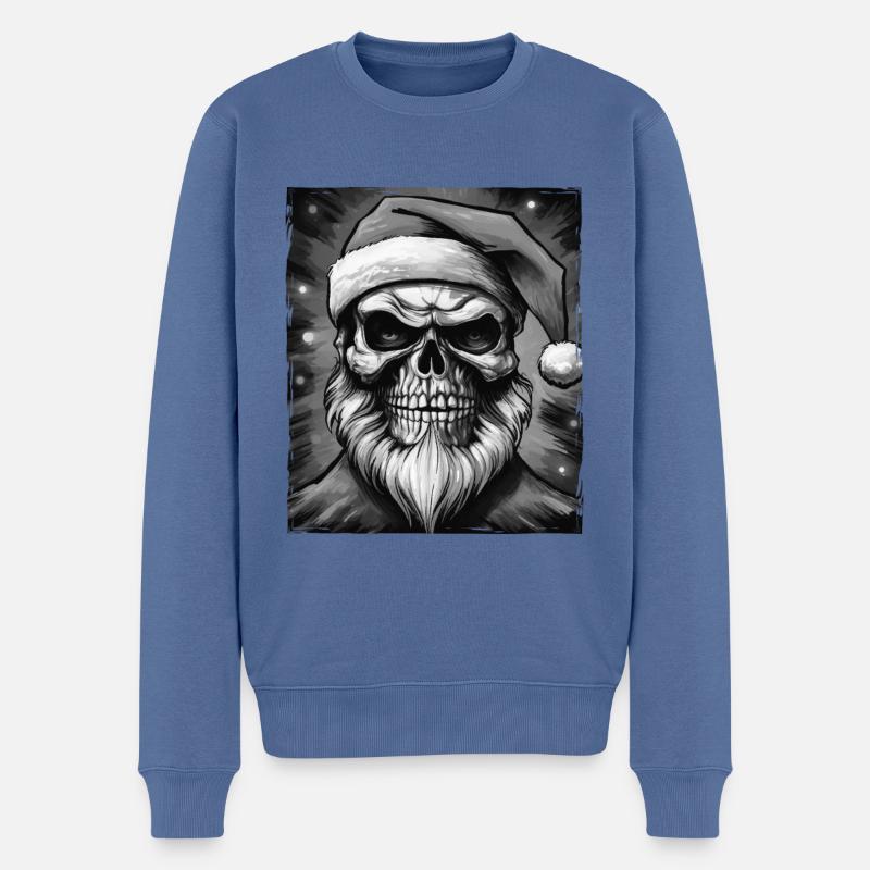 Weihnachtsmann Totenkopf - Männer Premium Bio Pullover - Taubenblau