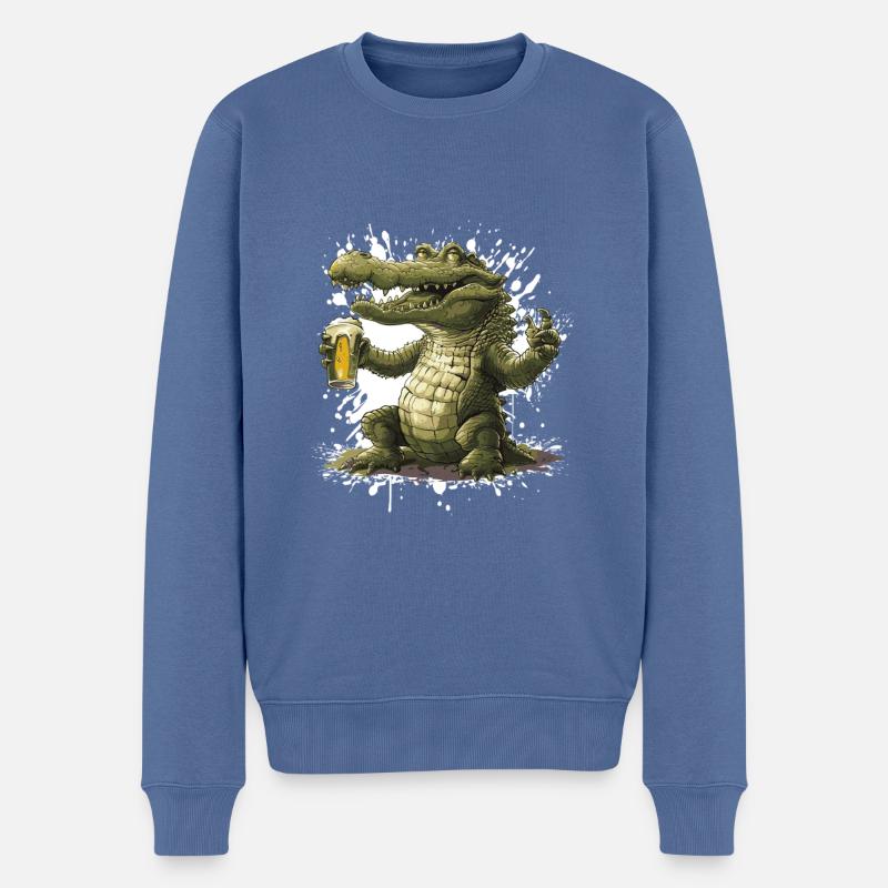 Alligator Bier Lustig - Männer Premium Bio Pullover - Taubenblau