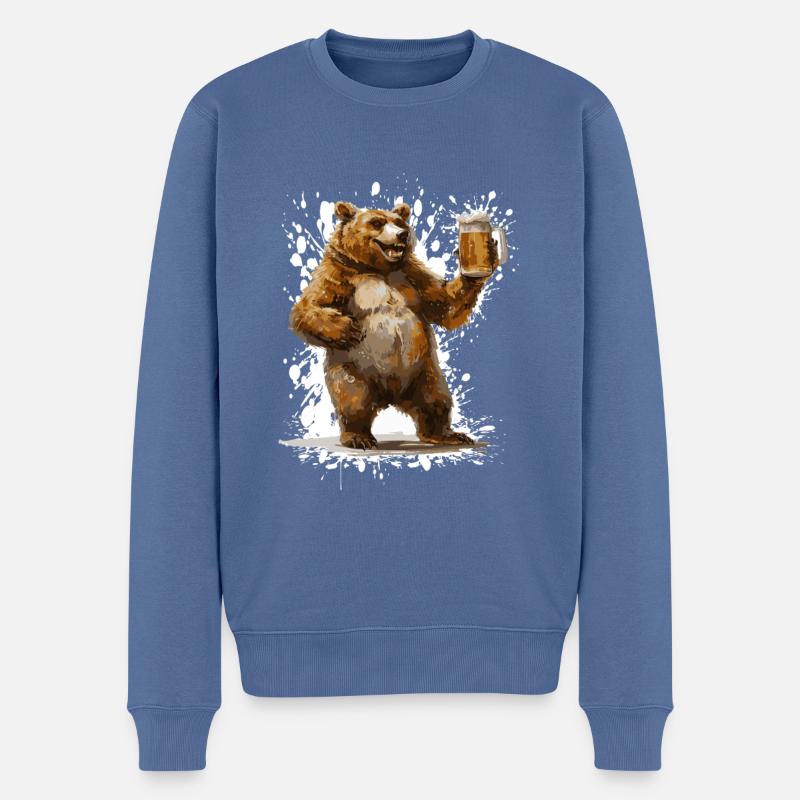 Bär Bier Lustig - Männer Premium Bio Pullover - Taubenblau