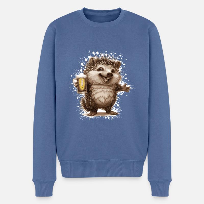 Igel Bier Lustig - Männer Premium Bio Pullover - Taubenblau