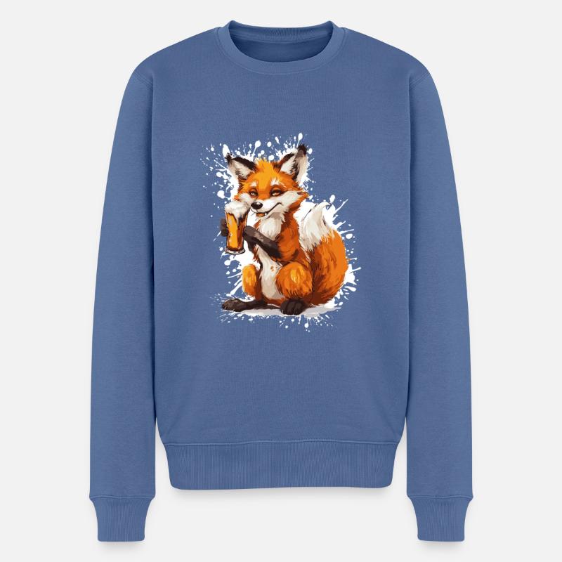 Fuchs Bier Lustig - Männer Premium Bio Pullover - Taubenblau