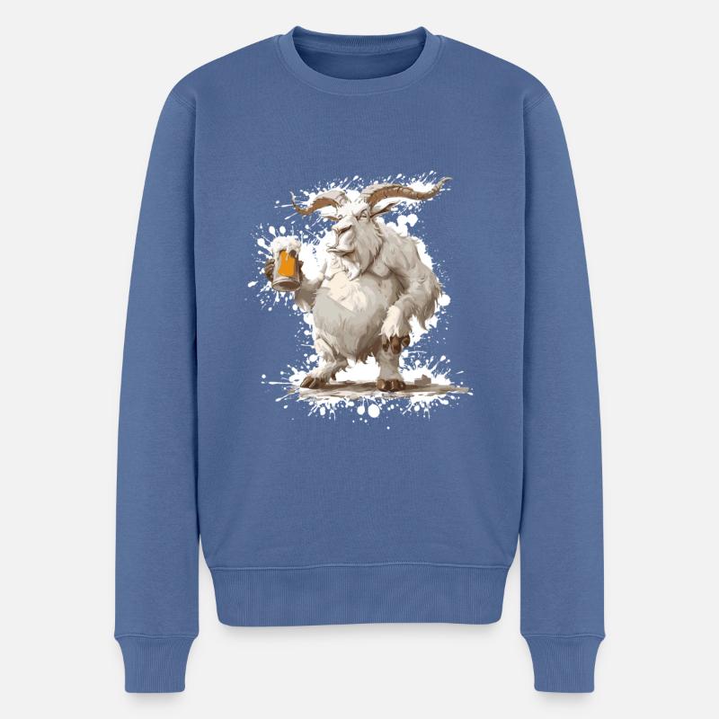 Bergziege Bier Lustig - Männer Premium Bio Pullover - Taubenblau
