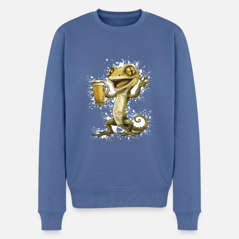 Echse Bier Lustig - Männer Premium Bio Pullover - Taubenblau