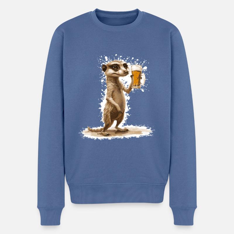 Erdmännchen Bier Lustig - Männer Premium Bio Pullover - Taubenblau