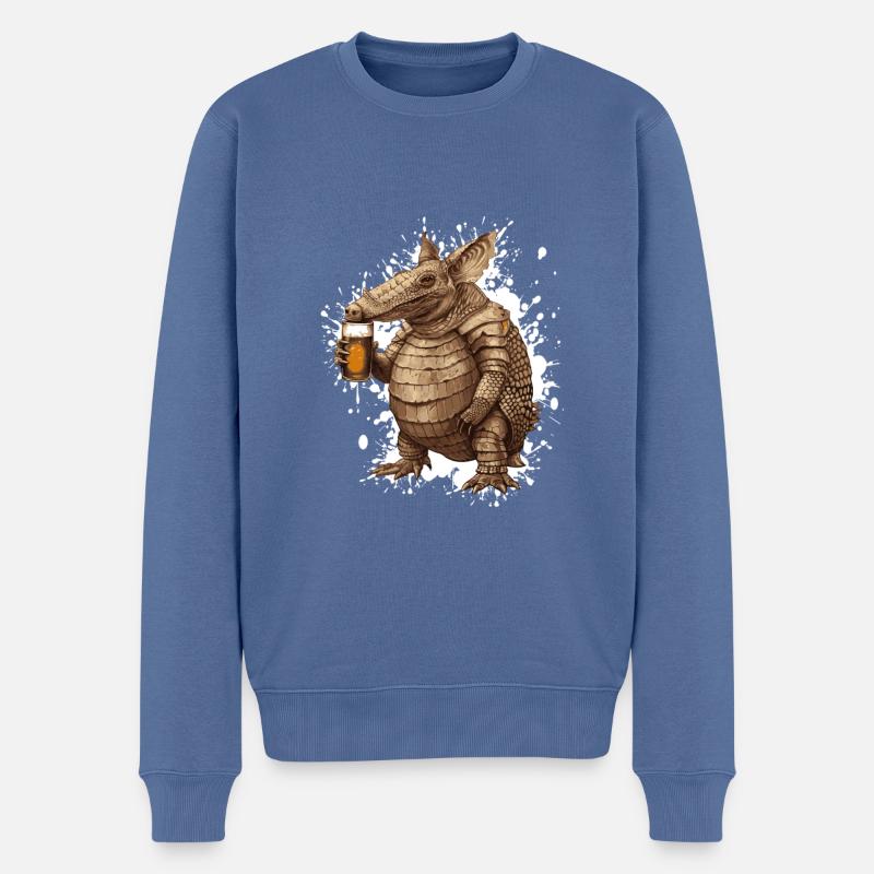 Gürtel Bier Lustig - Männer Premium Bio Pullover - Taubenblau
